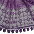 Box checkered circular design stole with sequence styled circular fringe's - Light purple